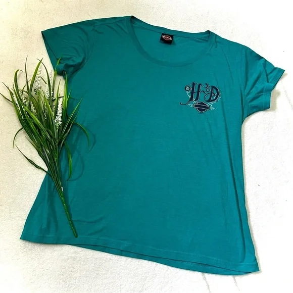 Harley Davidson Sturgis Teal Short Sleeve Top - XL* - Picture 1 of 9